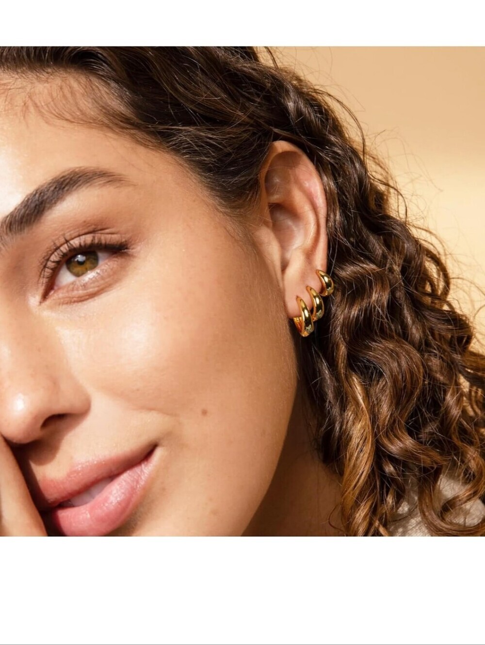 Gold Triple Hoop Huggie Earrings - Women Jewelry